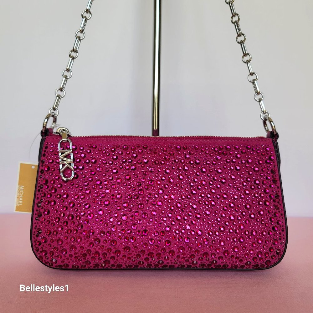 MICHAEL KORS Empire Medium Chain Pouchette Shoulder Bag- Deep Fuchsia⭐